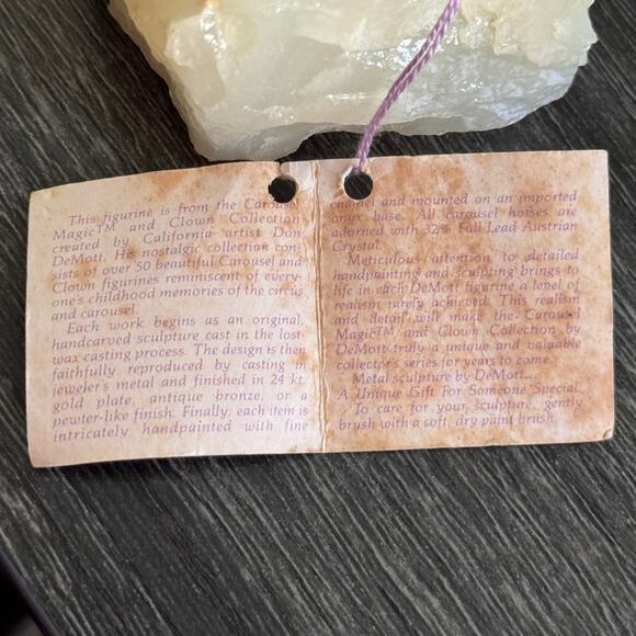 Don DeMott Carousel Horse Metal Mounted‎ on Calcite Rock Paper Weight Signed - Picture 4 of 6